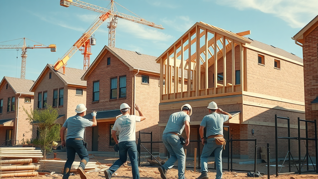 Modern new home construction site in Raleigh, housing inventory, energetic workers, residential growth, suburban transformation