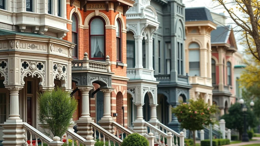 ornate historic home facades on blount st raleigh nc intricate carvings Victorian and Colonial Revival
